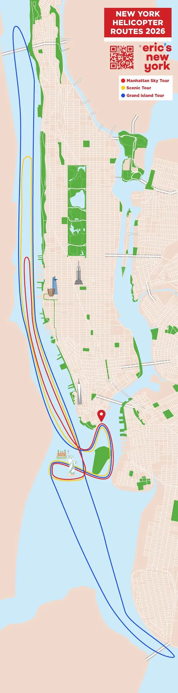 New York Helicopter Tour Routes-map