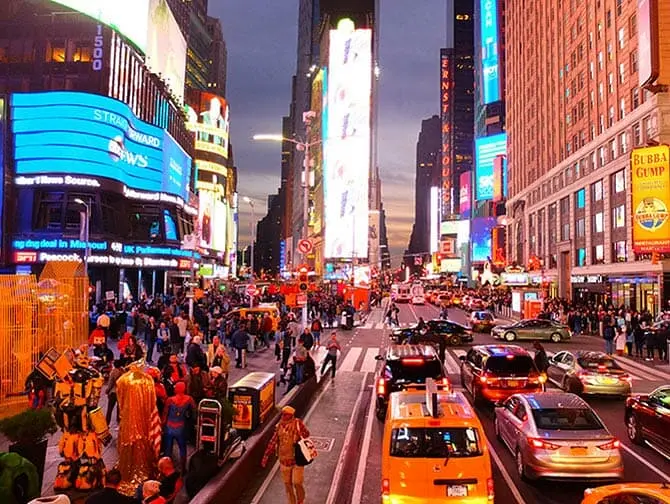 Big Bus in New York - Times Square at Night