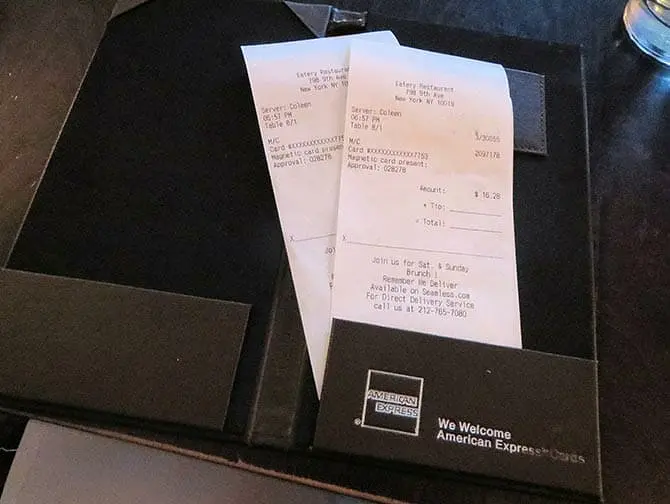 Tipping in New York - bill