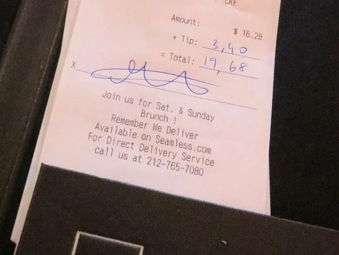 Tipping with Credit Card in New York