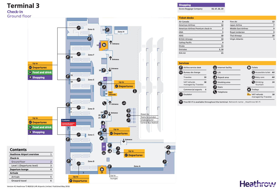 London Heathrow Airport Map - Terminal 3