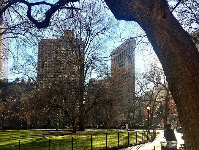 Flatiron Building in New York - Madison Square Park