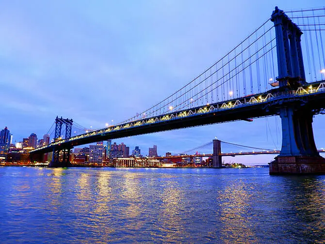 Manhattan Bridge in New York By Night