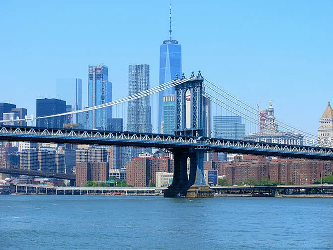 Manhattan Bridge in New York Skyline