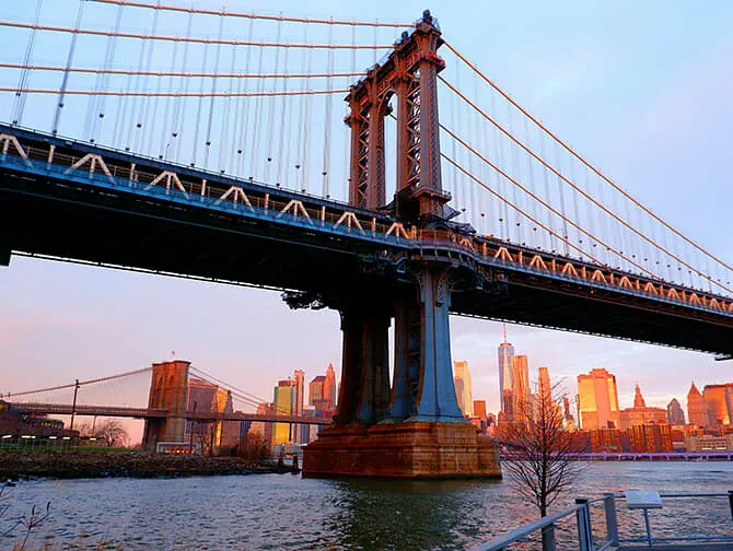 Manhattan Bridge in New York Sunset