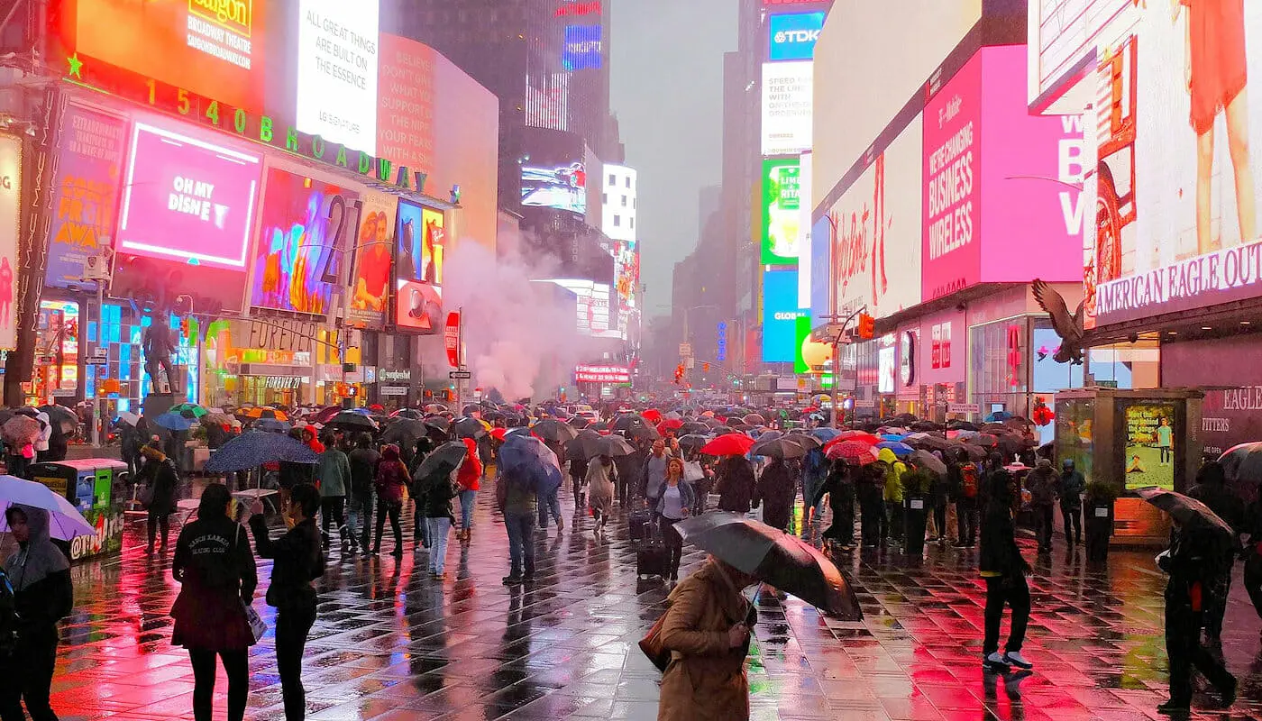 Rain in New York - Times Square