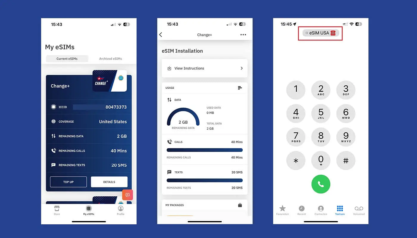 Buying eSIM for the USA with data, calls and texts - Overview