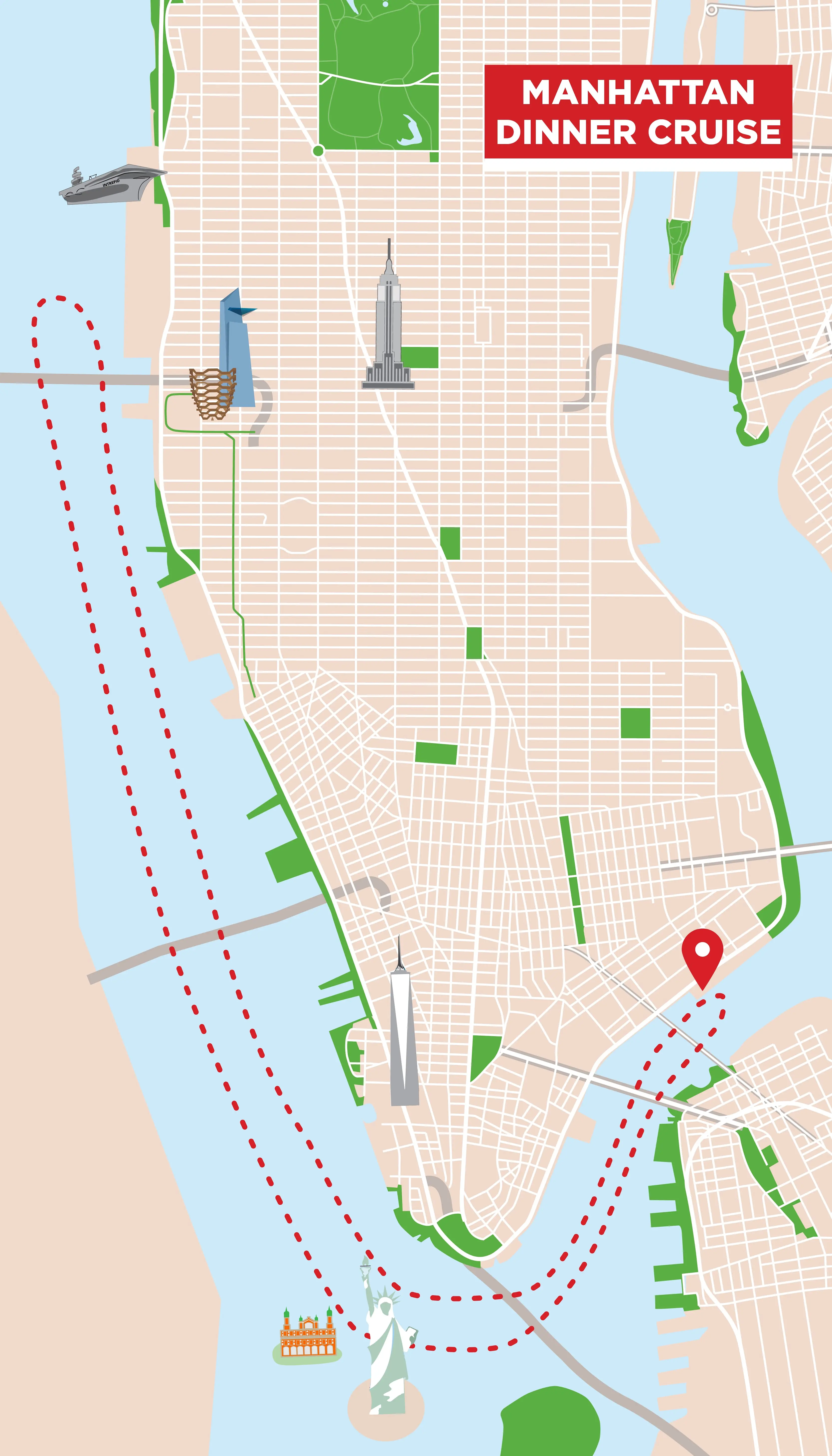 Manhattan Dinner Cruise in New York - Route Map