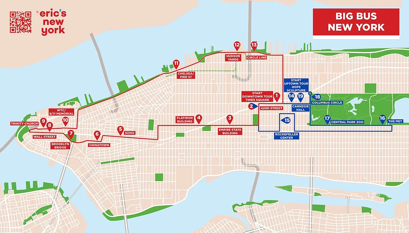 Big Bus in New York - Tour Map