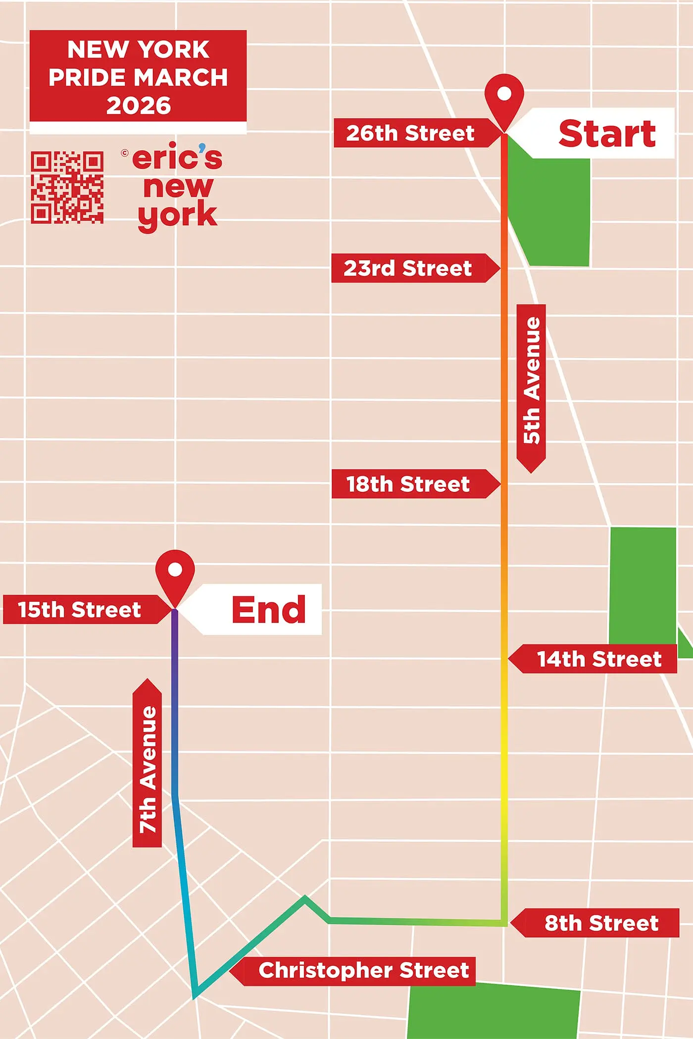 New York Pride - Map of the Parade March route 2026