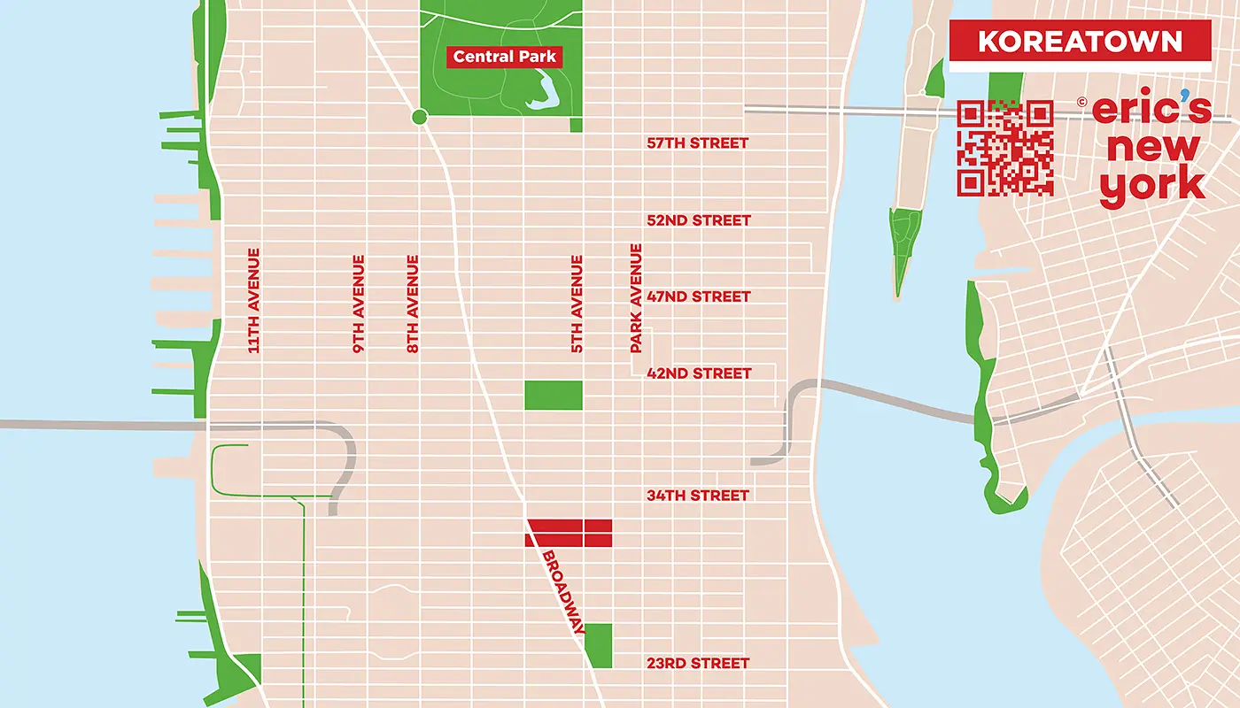 Koreatown in New York - Free Map