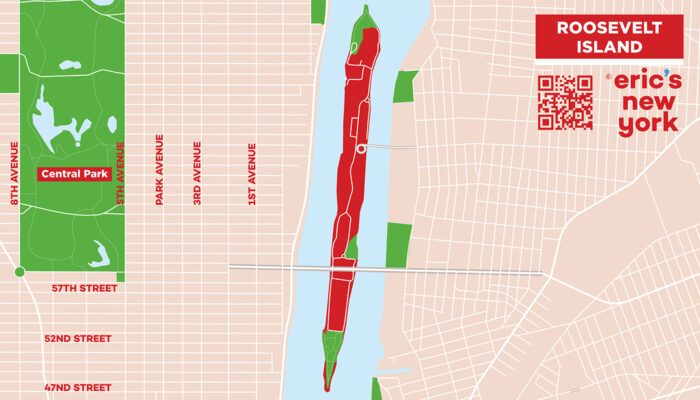 Roosevelt Island in New York - Free Map