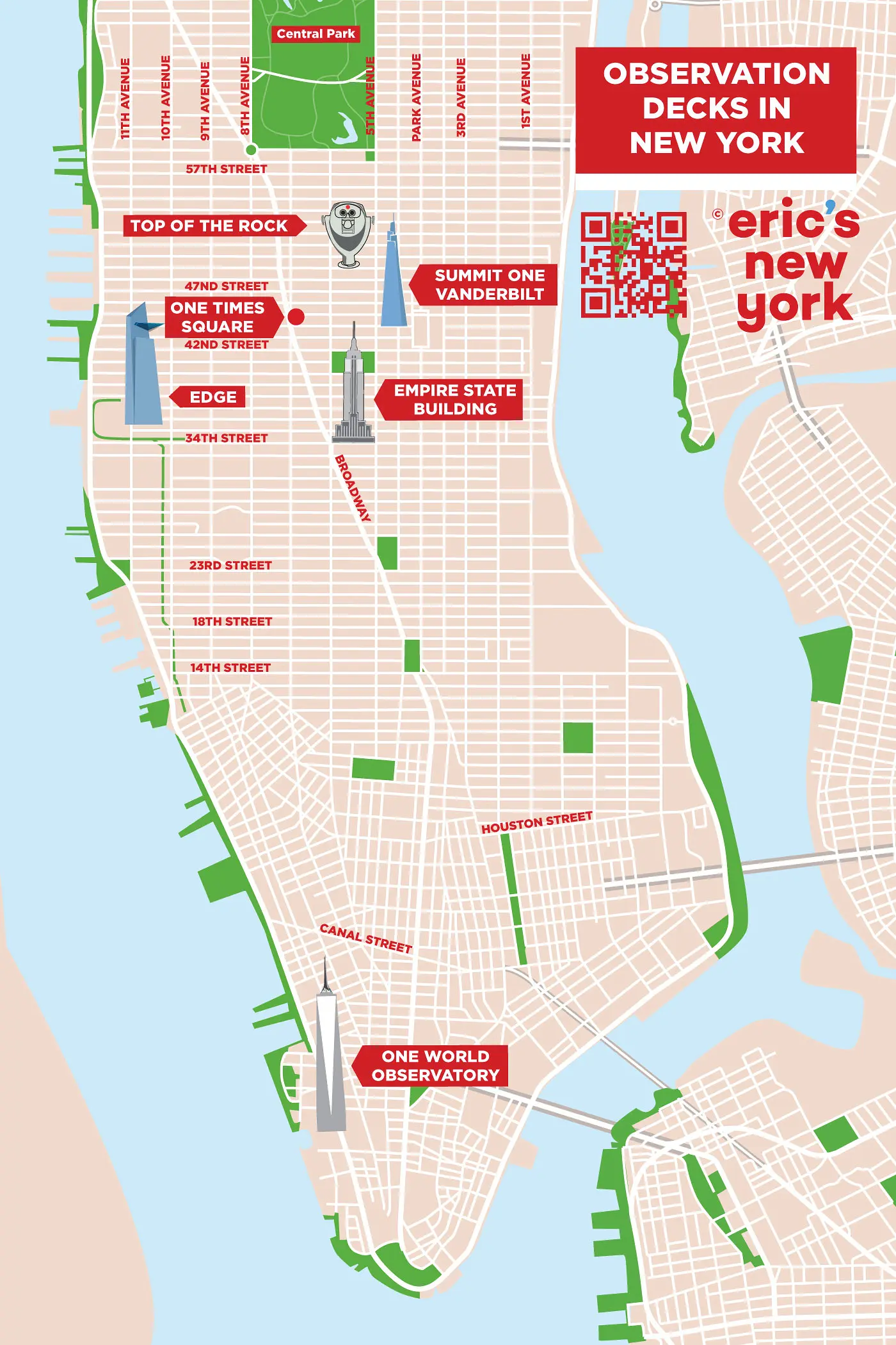 Best Observation Decks in New York - Location Map