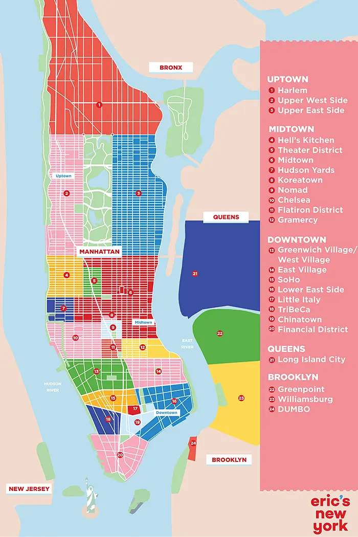 Boroughs and Neighbourhoods in New York - Map of the Neighbourhoods